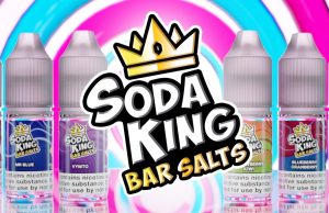 Soda King Bar Salts Logo over bottles in the background