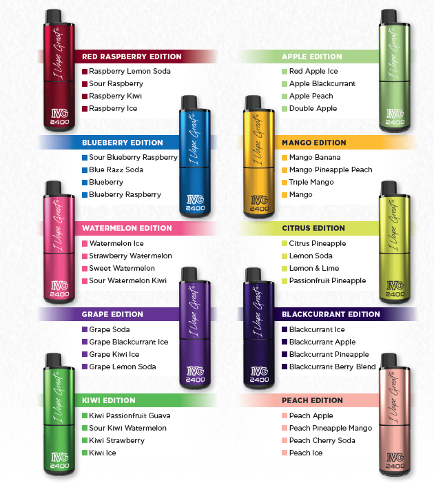 IVG 2400 Menu Of 8 Flavours 