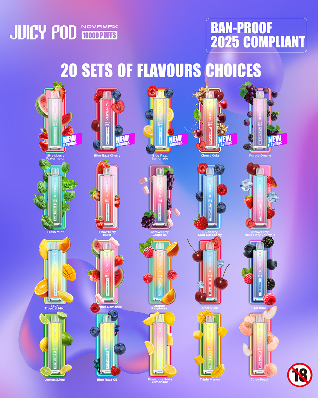 Juicy Pod Novamax Menu