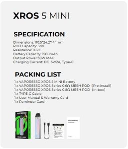 XROS 5 mini specifications