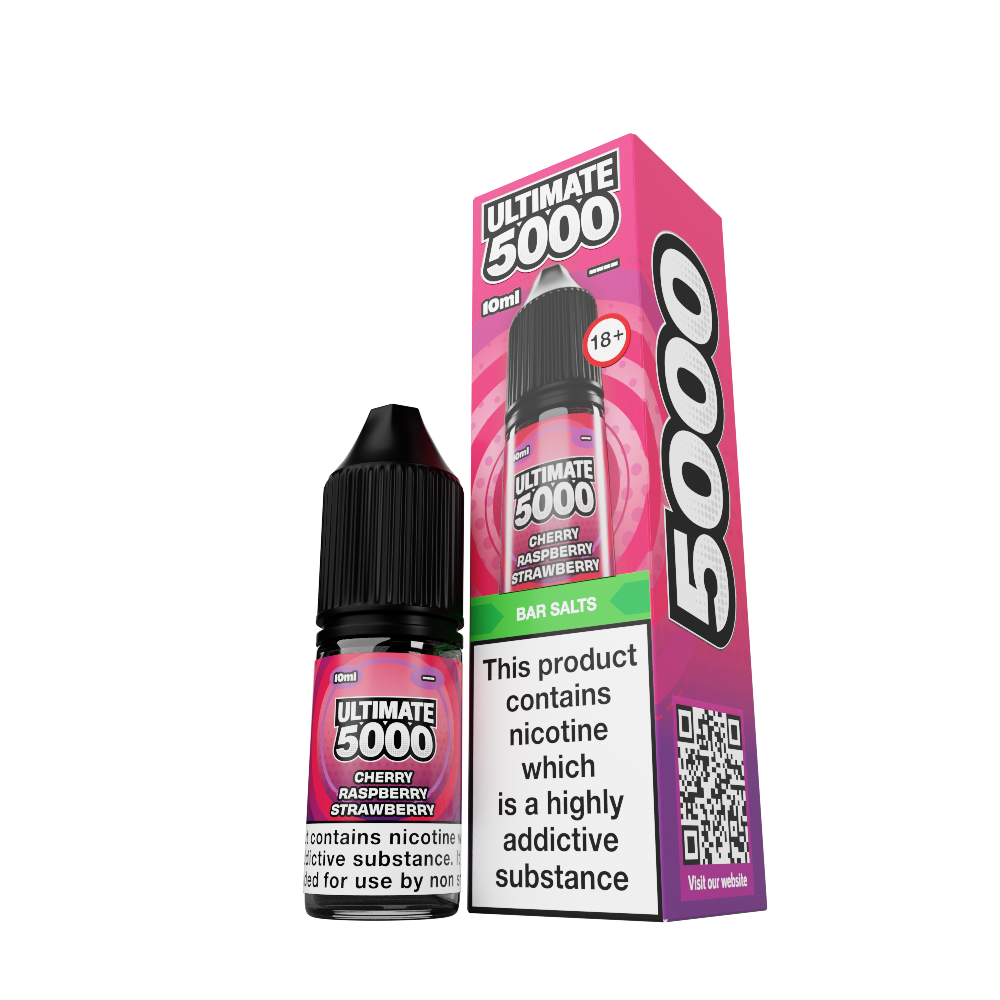 Ultimate 5000 Cherry Raspberry Strawberry Box and Bottle