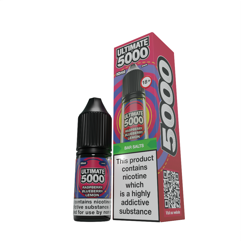 Ultimate 5000 Raspberry Blueberry Lemon Box and Bottle