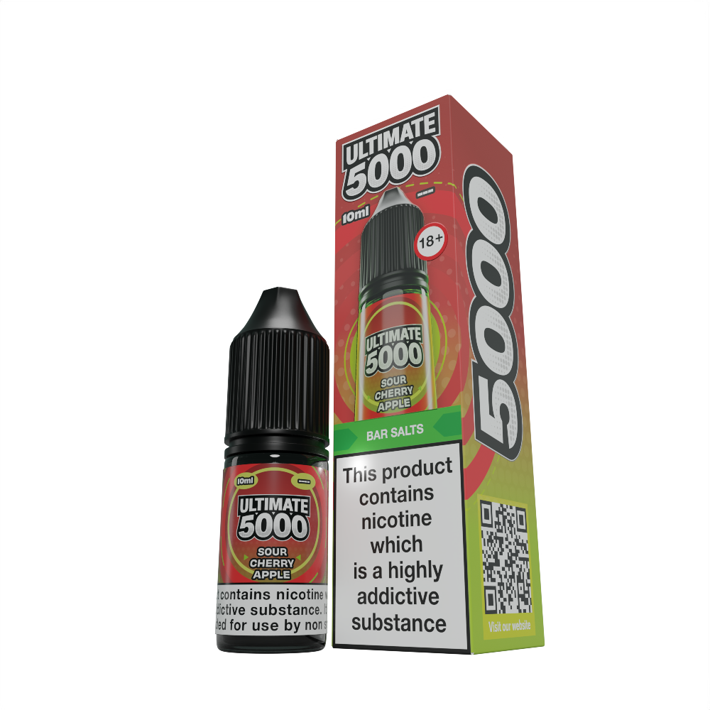 Ultimate 5000 Sour Cherry Apple Box and Bottle