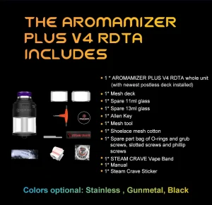 Steamcrave V4 RDTA Packing List